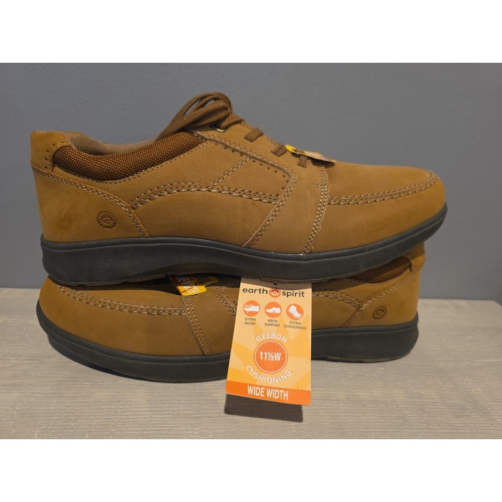 EARTH SPIRIT Mens 11.5W Shoes Gelron Leather Brown Lace  Casual Comfort Sneakers